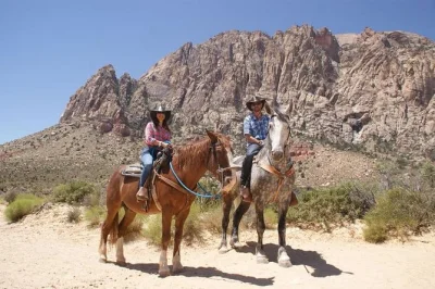 Start your morning outside las vegas with a horseback trail ride, cowboy-style breakfast at a real ranch, and hotel pickup included. enjoy desert views and local wranglers.