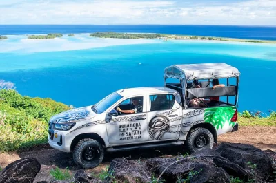 Feel the real bora bora on a half-day 4x4 safari, taste fresh tropical fruits, meet a local artist, and see exclusive panoramic views. includes pickup & guide.