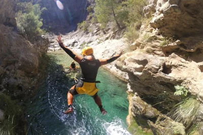 Try canyoning near marbella at guadalmina canyon. swim, jump, and abseil with certified guides. all gear, snacks, and photos included. book your spot now!