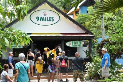 Feel the spirit of bob marley on a day trip from montego bay to nine mile. includes scenic drive, local guide, mausoleum visit, and hotel pickup.