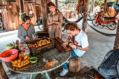 Feel battambang’s countryside by tuk tuk—bat caves at dusk, bamboo train ride, and hands-on village visits. includes hotel pickup, snacks, and local guide.