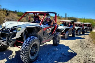 Feel the arizona desert on a small group utv tour near scottsdale, with just 5 vehicles max, late model honda talons, snacks, and a local guide. flexible start times.