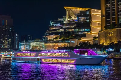 Savor a riverside dinner cruise in bangkok with panoramic rooftop views, live music, and thai dance. includes buffet dinner, drinks, and easy boarding at asiatique.