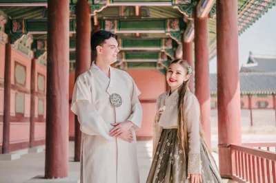 Step into joseon history at gyeongbokgung palace with a hanbok photoshoot, pro photographer, and local historian guide. includes entry ticket and 50+ edited photos.
