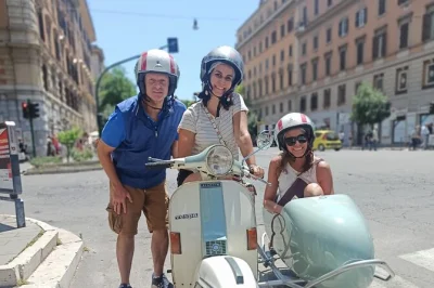 Feel the pulse of rome at night by vespa sidecar, from the colosseum to trastevere. includes pickup, gelato or coffee, and a local guide for every guest.