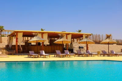 Erlebe die agafay wüste mit quadfahren, kamelritt in blauer tracht, poolpause, marokkanischem abendessen und live-musik – inklusive hoteltransfer.