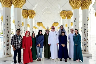 Step inside abu dhabi’s grand mosque on a half-day tour from dubai, with hotel pickup, guided visit, and time to wander. includes skip-the-line entry and return ride.