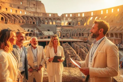Erlebe das kolosseum in rom hautnah: betritt die arena durch das gladiatorentor und entdecke das antike rom mit einem leidenschaftlichen guide. tickets und audiogerät inklusive.