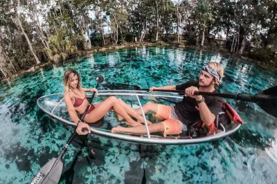 Glissez en kayak transparent sur les sources limpides de crystal river, observez les lamantins, nagez aux three sisters springs, et profitez d’une sortie en petit groupe avec guide expert et tout le