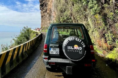 Feel the wind on a madeira 4x4 open roof tour—cabo girão skywalk, porto moniz volcanic pools, local lunch, poncha tasting, plus hotel pickup included.