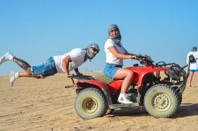 Feel the desert wind in hurghada with atv rides, buggy adventure, camel journey, and a bedouin bbq dinner under the stars. includes hotel pickup & show.