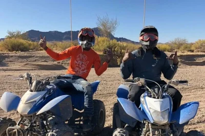 Feel the rush of riding atvs across las vegas dunes, just minutes from the strip. includes round-trip shuttle, safety gear, and a local guide for your desert adventure.