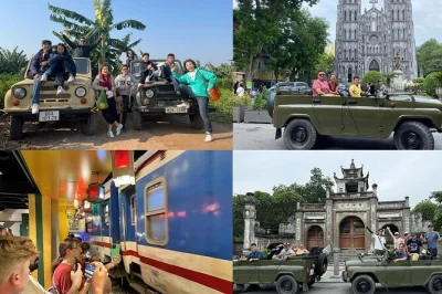 Descubre hanoi en jeep abierto, cruza el puente long bien, pasea por train street, conoce a locales en la isla banana y disfruta un café con huevo—incluye recogida.