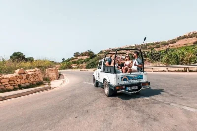 Start your day on gozo’s backroads by jeep, wander ancient temples, share lunch with local wine, then swim in the blue lagoon—hotel pickup and boat transfer included.