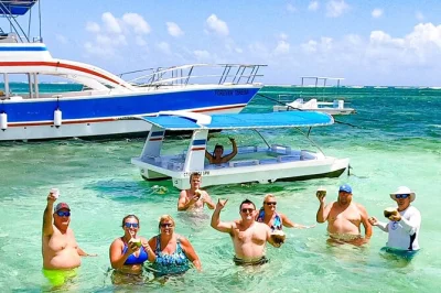 Start your punta cana day with reef snorkeling, a floating bar, and a premium seafood lunch. includes hotel pickup, open bar, and expert local guides.