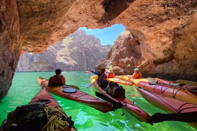 Leave las vegas behind for a guided kayak tour on the colorado river, paddle into emerald cave, spot wildlife, and hike to a canyon overlook—self-drive from the city.