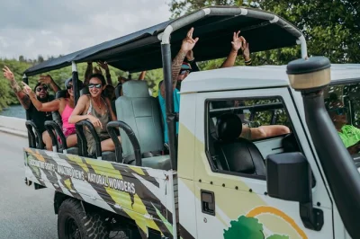 Feel the salt air on a guided aruba jeep tour, swim in the natural pool, see ancient cave drawings, and relax at baby beach. includes water and local guide.