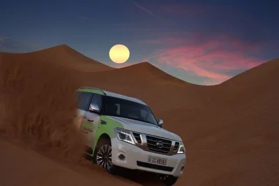 Feel the rush of dubai’s desert with dune bashing, sandboarding, a short camel ride, and a bbq dinner under the stars. includes hotel pickup and live shows.