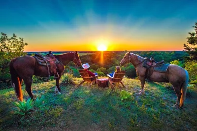 Feel the texas evening on horseback with a sunset ride, panoramic views, and snacks at brazos bluffs ranch. includes drinks, seasonal treat, and local guide.