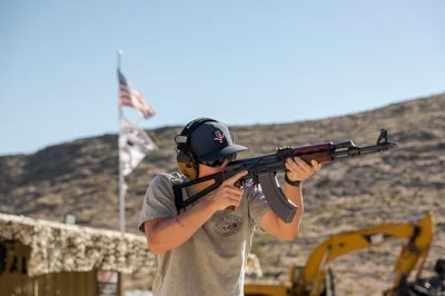 Feel the heat of las vegas desert at a private outdoor shooting range, firing real handguns, rifles, and shotguns with an expert instructor. small group, all gear included.