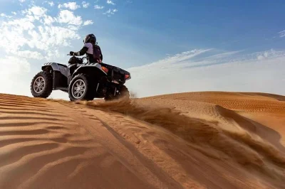 Feel the rush of dubai’s desert with quad biking, camel rides, live shows, and a bbq dinner. includes hotel pickup and local guide for a full evening out.