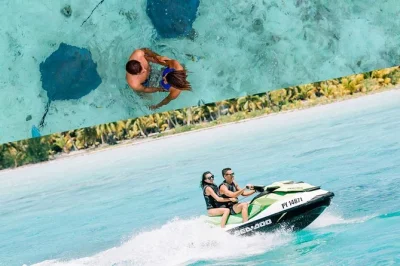 Feel the rush of a bora bora jet ski tour and snorkel with rays and sharks, plus lunch at lucky house. includes hotel pickup, equipment, and local guide.