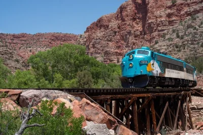 Ride the verde canyon railroad from clarkdale with luxury seating, appetizers, and champagne. enjoy wild arizona views, local history, and a vintage rail journey. includes cafe voucher.