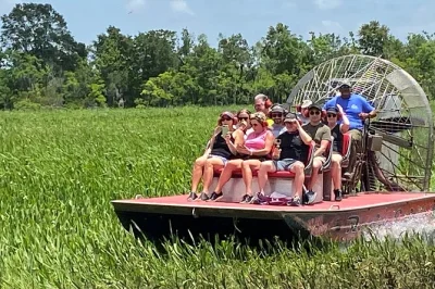 Feel the rush on a new orleans airboat swamp tour through private waters, with no other boats around. includes hotel pickup, hearing protection, and expert captain.