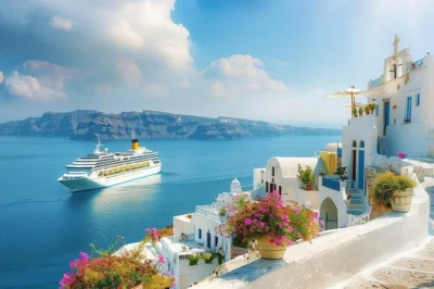 Scendi dalla crociera e dimentica le code alla funivia di santorini. tour in piccolo gruppo con pickup, visita a firostefani, oia, megalochori, spiaggia di perivolos e rientro puntuale.