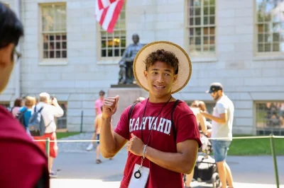 Walk harvard yard with a real student guide, see the john harvard statue, memorial hall, and end at the student-run harvard shop. includes illustrated map and translations.