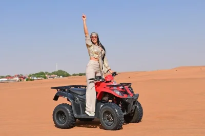 Feel the thrill of dubai’s red desert with dune bashing, quad biking, camel rides, live shows and a bbq buffet. includes hotel pickup and local guide.