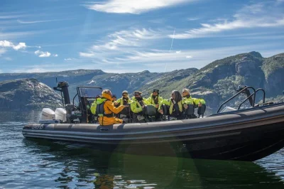Feel the wind on a lysefjord rib safari from stavanger, see pulpit rock from below, cruise past wild islands, and hear stories from local captains. includes all fees.