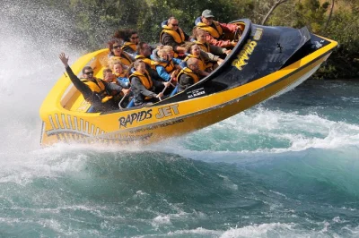 Feel the spray on a waikato river jet boat ride from taupo, with spins, canyon runs & rapids. small groups, fitted life jackets & local guide included.