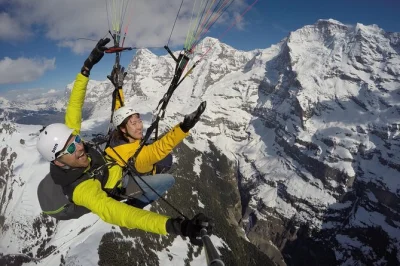 Float over mürren and lauterbrunnen’s cliffs and waterfalls with a tandem paragliding flight, guided by local pilots. includes helmet, fees, and return options.