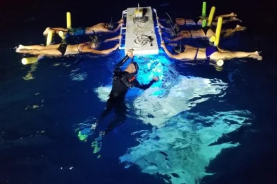 Swim with manta rays off kona after dark, led by local guides. includes boat ride, gear, and a free re-ride if you don’t spot them the first time.
