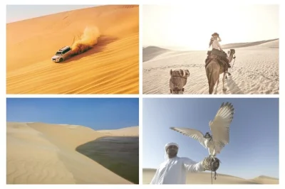 Feel the rush of dune bashing near doha, sip arabic tea by the inland sea, and ride camels with a local guide. includes air-conditioned 4x4 and pickup.