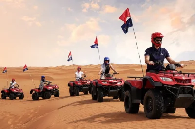 Golden dunes, sandboarding thrills, quad biking, and a bedouin-style bbq dinner in dubai’s desert. includes hotel pickup and local guide for an easy escape.