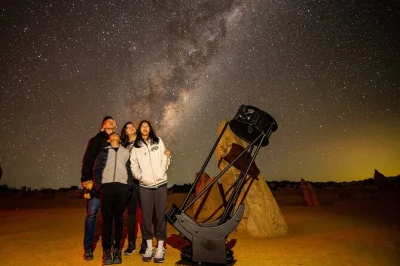 Feel the desert change at sunset in the pinnacles, try sandboarding at lancelin, share an aussie bbq dinner, and stargaze with a guide. includes hotel pickup.