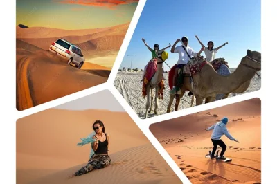 Feel the thrill of dune bashing in qatar, ride camels, try sandboarding and reach the inland sea. includes hotel pickup, local guide, and bottled water.