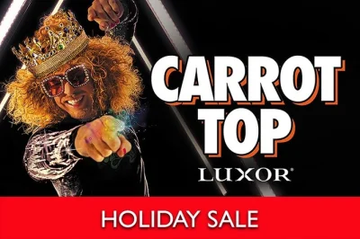 Feel the buzz of las vegas with carrot top’s wild comedy show at the luxor. includes live entertainment tax, ticket options, and optional meet & greet.