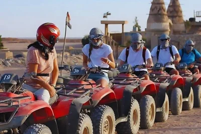 Feel the sinai wind on a quad bike, sip bedouin tea, try a camel ride & echo your voice in the desert. includes hotel pickup & all gear for a smooth start.