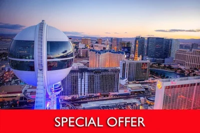 Feel the buzz of las vegas from the high roller with a private pod, open bar for 30 minutes, and neon city views. includes ticket and easy access at the linq.