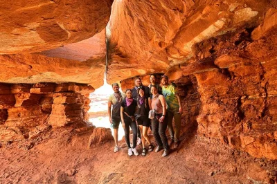 Red rock tunnels, secret caves, and wild utv trails near moab—plus petroglyph stops. includes helmet, goggles, and water bottle for a worry-free ride.