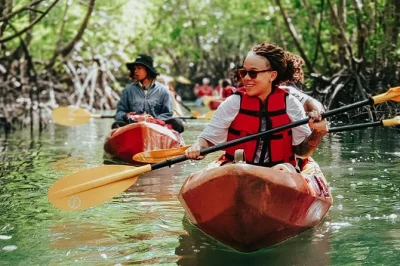 Feel the wild side of phuket & phang-nga—kayak mangroves, trek to ton phrai waterfall, soak in hot springs, and end with a sunset on natai beach. includes pickup & lunch.