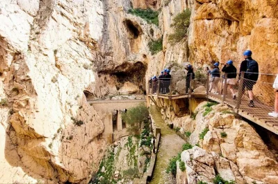 Feel the thrill of caminito del rey’s cliffside walk, with pickup from nerja, torrox or torre del mar, a local guide, and all transport included for a seamless day out.
