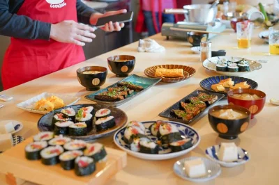 Feel the buzz of tokyo as you shop local markets, learn to make sushi, and taste four types of sake in a friendly cooking studio. includes all ingredients and lunch.