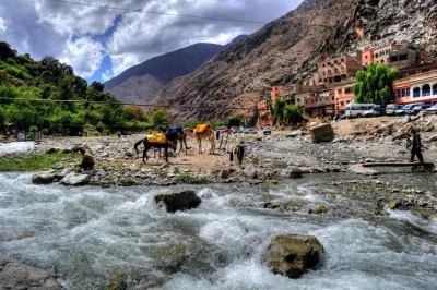 Book a shared day tour from marrakech to ourika valley. hike to waterfalls, visit berber villages, see argan oil making, and enjoy lunch by the river.