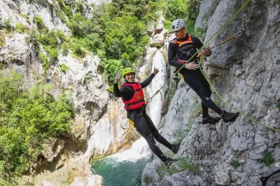 Feel the rush canyoning croatia’s cetina river near split—swim, climb, and abseil 53 meters by velika gubavica waterfall. includes gear, guide, and transport.