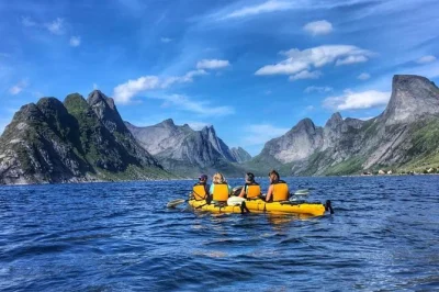 Paddle reinefjorden’s clear waters in lofoten with a local guide, spot wildlife, learn about edible seaweed, and enjoy group kayaking. includes all equipment.