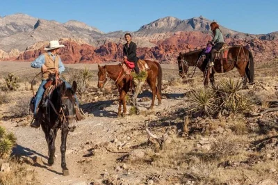 Feel the desert air on a guided horseback ride through red rock canyon near las vegas, with pickup included. perfect for beginners or experienced riders.